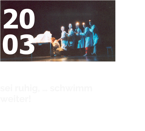 20 03            sei ruhig, … schwimm weiter!  "Alle Menschen wissen zu Beginn ihrer Jugendzeit welches ihre innere Bestimmung ist. In diesem Lebensabschnitt ist alles so einfach, und sie haben keine Angst alles zu …